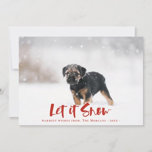 Let It Snow Winter Photo Christmas Red Holiday Card