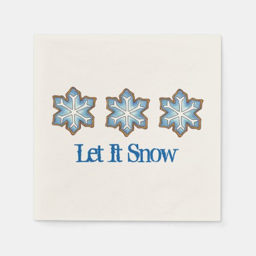 Let It Snow Winter Snowflake Christmas Hanukkah Napkins