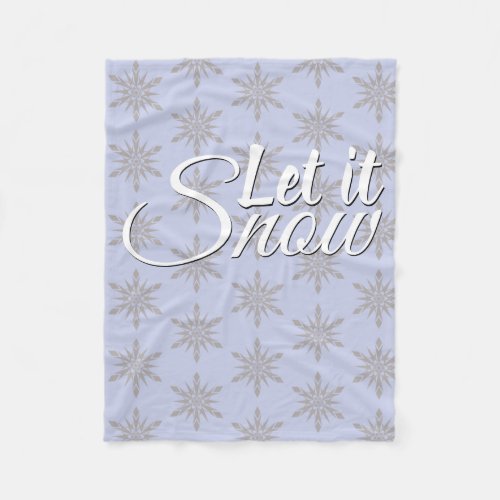Let It Snow Winter Snowflake Fleece Blanket