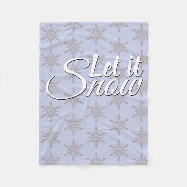 Let It Snow Winter Snowflake Fleece Blanket (Front)