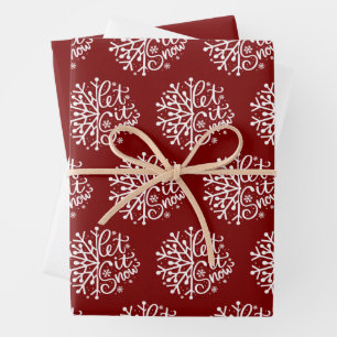 Let It Snow Winter Snowflake Holiday Season Wrapping Paper Sheets