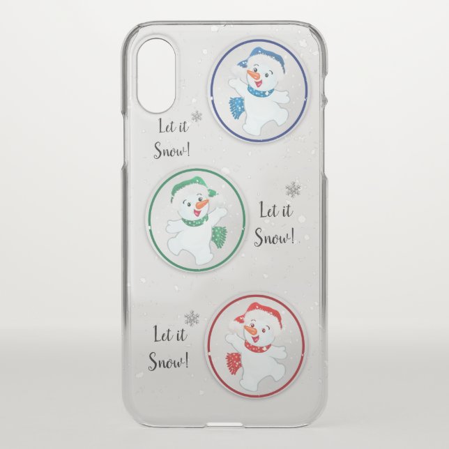 Let it Snow Winter Snowmen Cartoon Uncommon iPhone Case (Back)