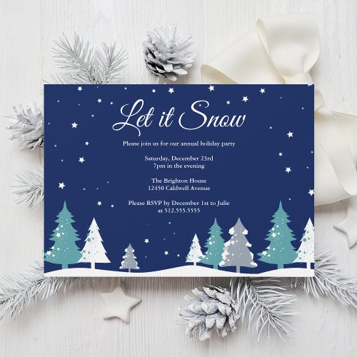 Let it Snow Winter Trees Christmas Party Invitation