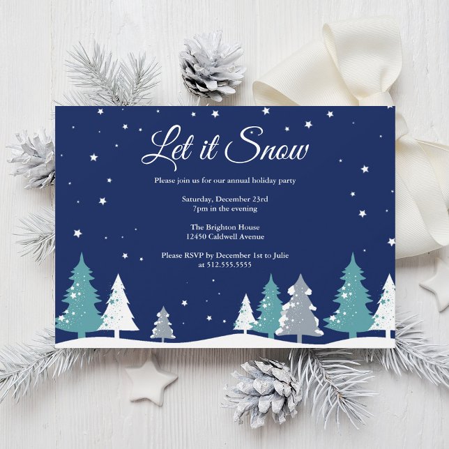 Let it Snow Winter Trees Christmas Party Invitation (Creator Uploaded)