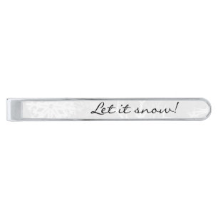 Let it snow winter white tiebar silver finish tie bar