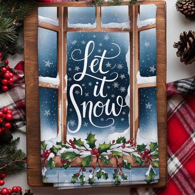 Let It Snow Winter Window Christmas Kitchen Towel (Creator Uploaded)
