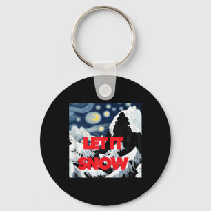 Let It Snow Winter Wonderland Art Creative Ski Sno Keychain