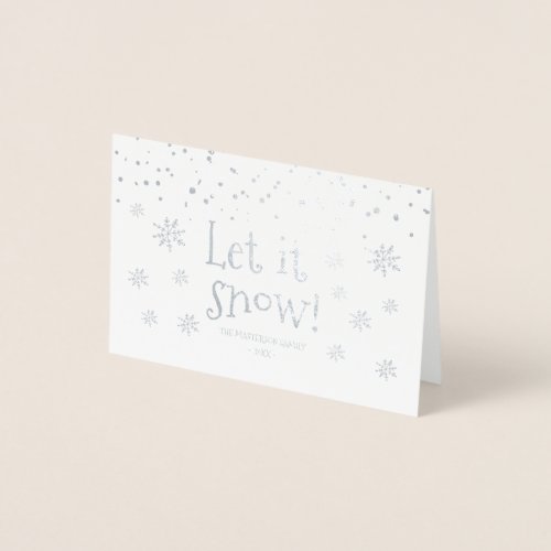 Let it Snow with Personalized family name photo Foil Card