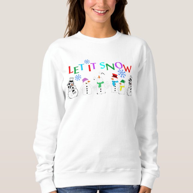 Let It Snow With Snowmen LS Women's Tee (Front)