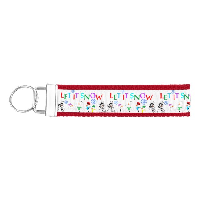 Let It Snow With Snowmen Wrist Keychain (Keys on Left)