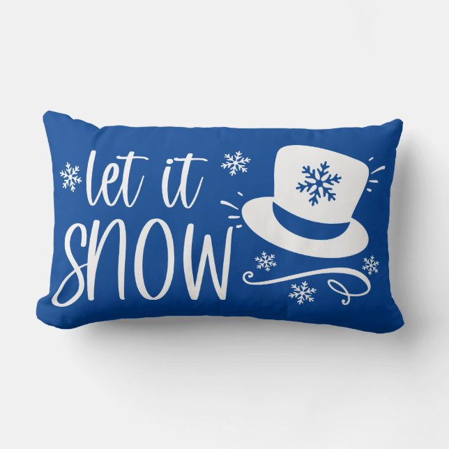 Let It Snow with Top Hat  Lumbar Pillow (Front)