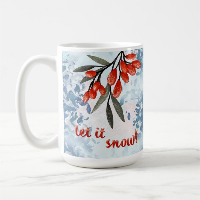 Let It Snowberries – Whimsical Winter Card Coffee Mug (Left)
