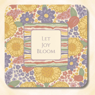 Let Joy Bloom Coaster Set – Editable Text