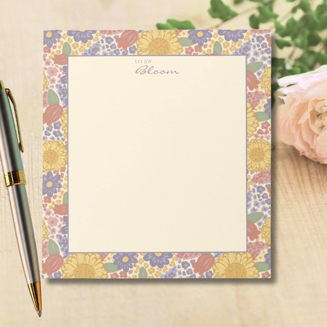 Let Joy Bloom –Floral Notepad with Joyful Message  (Let Joy Bloom – Floral Notepad with Inspirational Message)