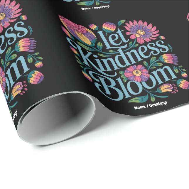 Let Kindness Bloom Be Kind Rainbow Flowers Inspire Wrapping Paper (Roll Corner)