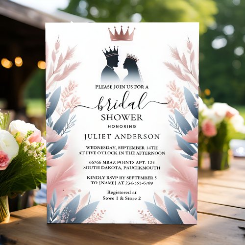 Let Long Tulle Regal Glam Blush Pink Bridal Shower Invitation