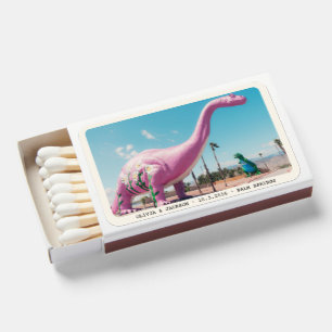 Let Love Bloom Dinosaur Pink Floral Quirky Wedding Matchboxes