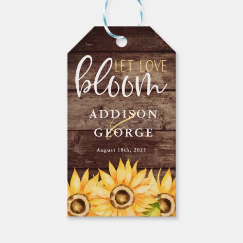 Let Love Bloom Sunflower Wedding Favor Gift Tags