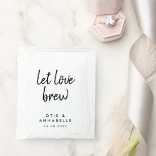Let Love Brew   Tea Lover Minimalist Wedding Favor Tea Bag Drink Mix