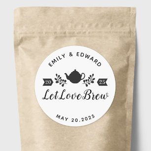 Let Love Brew Wedding Tea Favor Classic Round Sticker