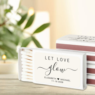 Let Love Glow Cream Wedding Favor Matchboxes