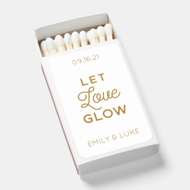 Let Love Glow Custom Printed Wedding Matches (Front Open)