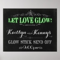 Wedding Glow Stick Sign in Pink Geometric, Let Love Glow, Light up