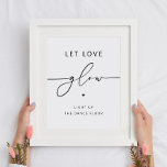 Let Love Glow. Minimalist Black And White Wedding Poster at Zazzle