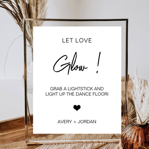 Let Love Glow Minimalist Stick Heart Dance Wedding Poster