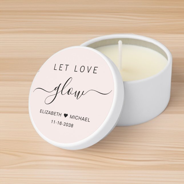 Let Love Glow Pink Wedding Mini Candle Favors (Creator Uploaded)
