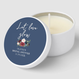 Let Love Glow Script Floral Bridal Shower Mini Candle Favors