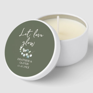 Let Love Glow Script Greenery Wedding Mini Candle Favors