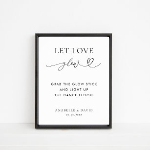 Let Love Glow Stick Heart Dance Floor Wedding Sign