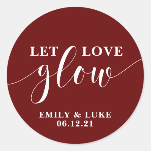 let love glow Wedding Favor stickers Candle Class Classic Round Sticker