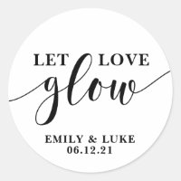 let love glow Wedding Favor stickers, Candle