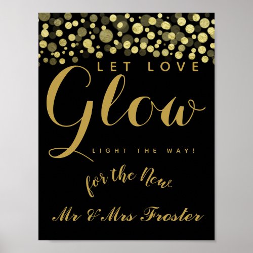 Let love glow wedding party sign