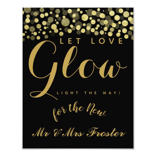 Let love glow wedding party sign