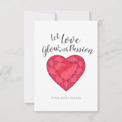 Let love glow with passion ruby wedding watercolor RSVP card