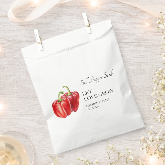 Let Love Grow | Bell Pepper Seed Wedding Favor Bag (Clipped)
