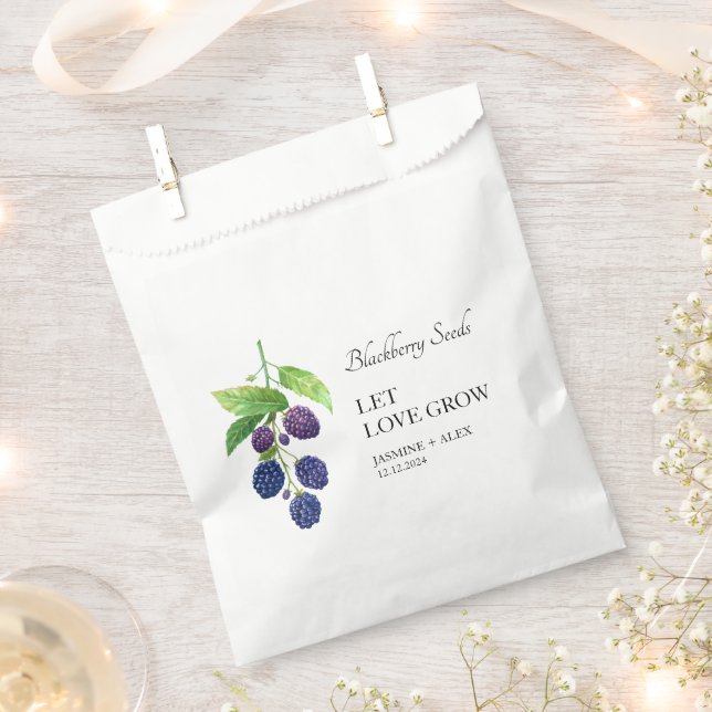 Let Love Grow | Blackberry Seed Wedding Favor Bag (Clipped)