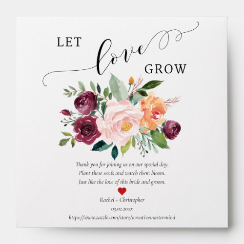 Let Love Grow Boho Wedding Favors Seed Packet  Envelope