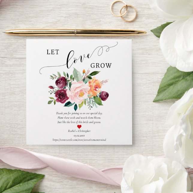 Let Love Grow Boho Wedding Favors Seed Packet  Envelope (Wedding)