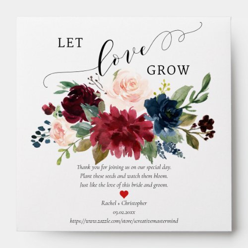 Let Love Grow Boho Wedding Favors Seed Packet Envelope