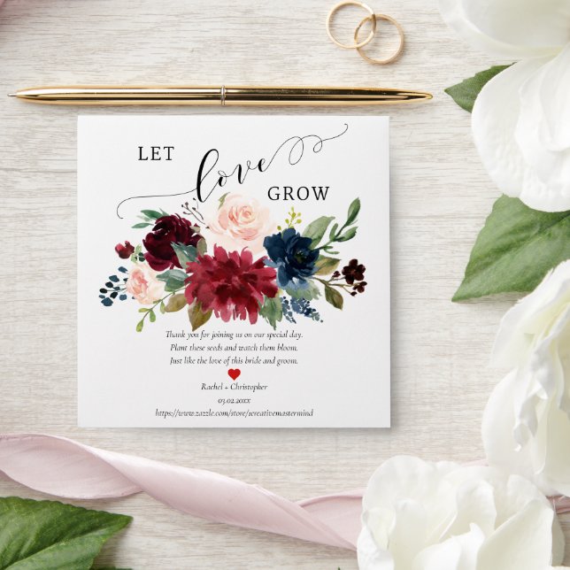 Let Love Grow Boho Wedding Favors Seed Packet Envelope (Wedding)
