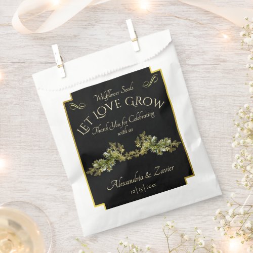 Let Love Grow & Botanical - Black Favor Bag