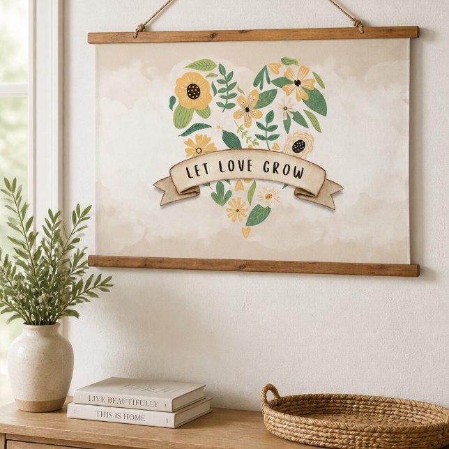Let Love Grow | Botanical Heart Hanging Tapestry (Creator Uploaded)