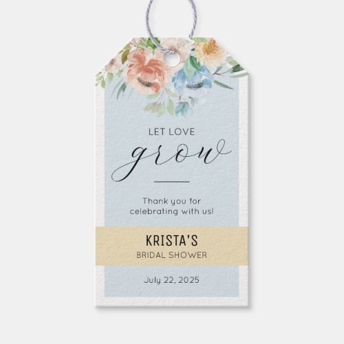 Let Love Grow Bridal Shower Flower Bar Favor Tag