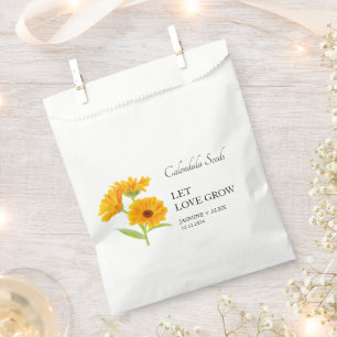 Let Love Grow Calendula Seed Wedding Favor Bag