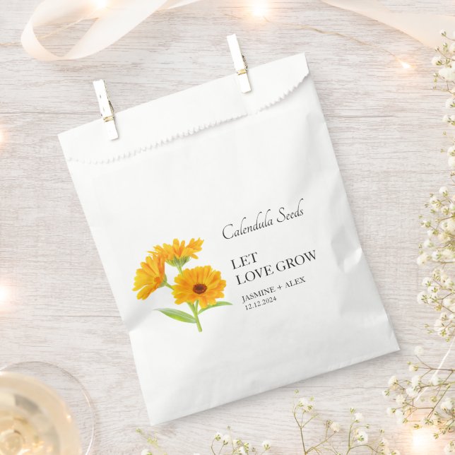 Let Love Grow Calendula Seed Wedding Favor Bag (Clipped)