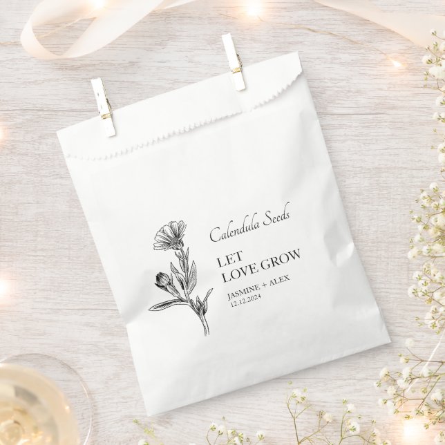 Let Love Grow Calendula Seed Wedding Favor Bag (Clipped)